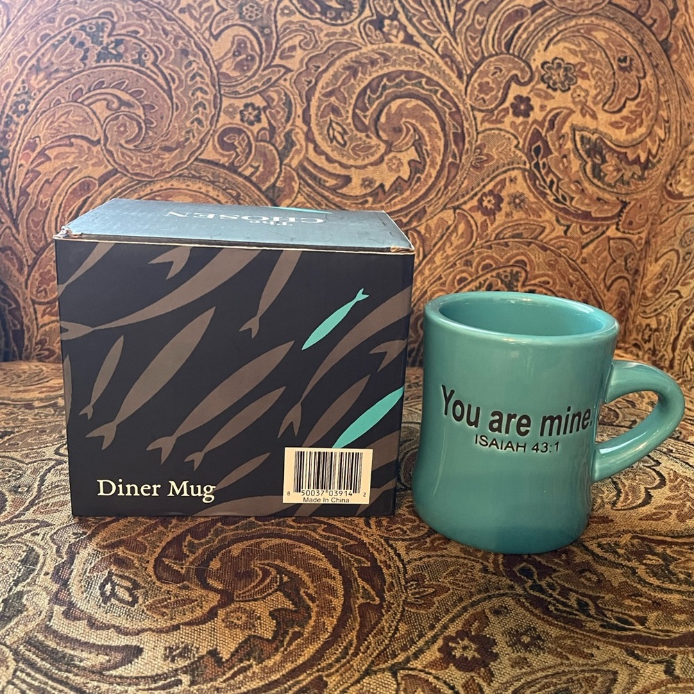 The Chosen “YOU ARE MINE” Teal mug. New in box. Isaiah 43:1